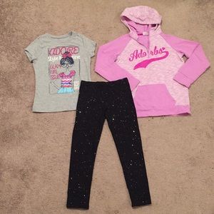 Girls T-shirt, Sweatshirt, Pant Set of 3